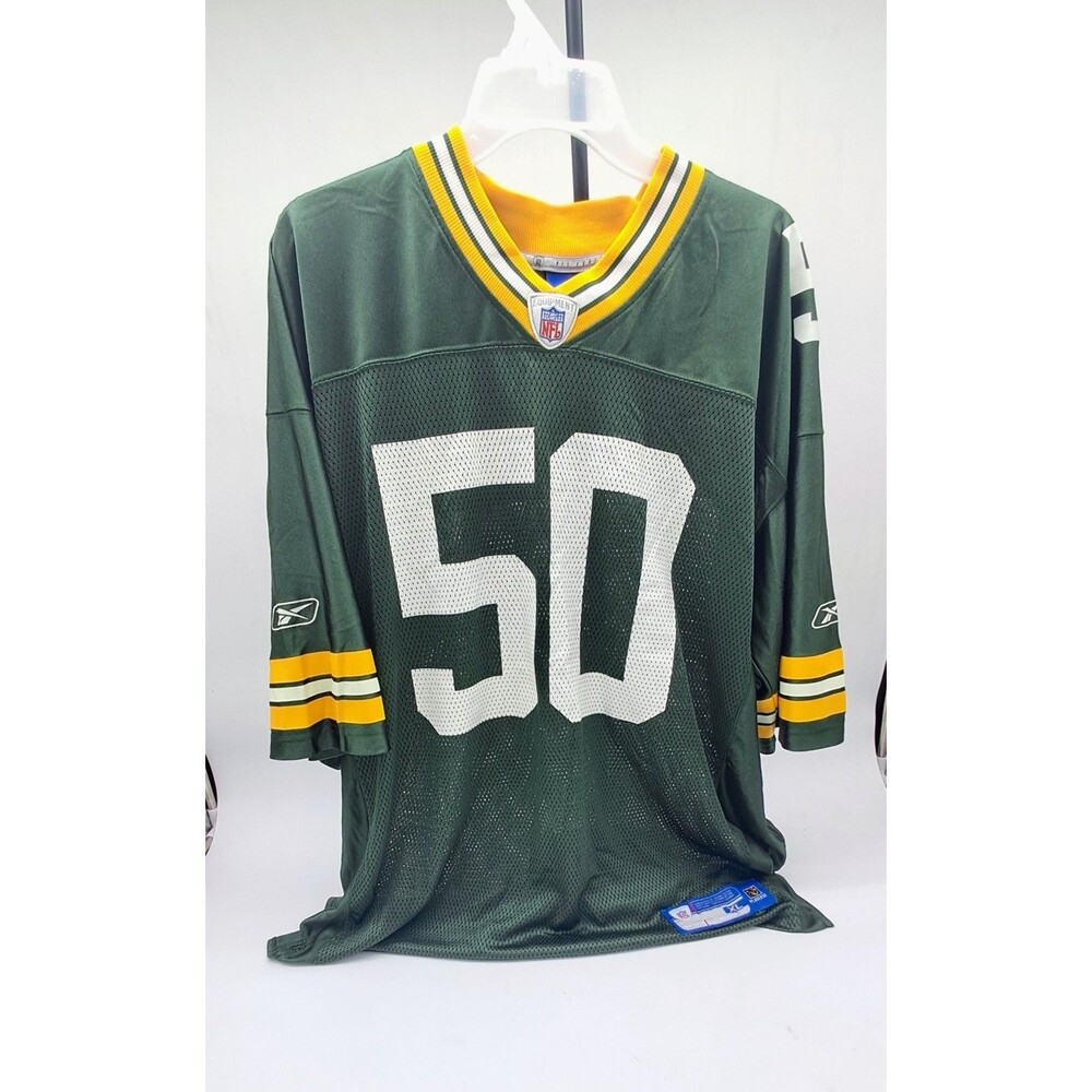 Vintage Reebok NFL Jersey A.J. Hawk #50 Green Bay Packers Men's XL